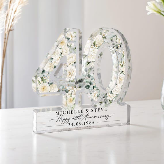 Personalised 40th Anniversary Gift, Ruby Anniversary Plaque