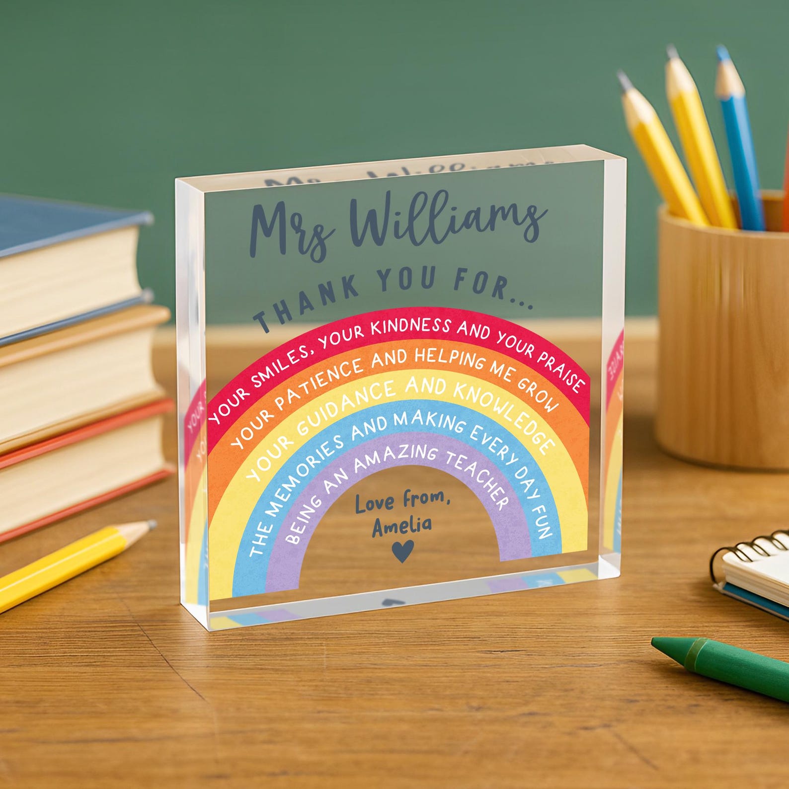 Personalised Thank You Teacher Gift, Teacher Plaque, Desk Gift for