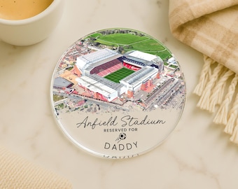 Personalised Liverpool Football Coaster, Anfield Stadium Coaster, Daddy Gift, Football Gift, Liverpool Gift, Grandad Coaster Gift