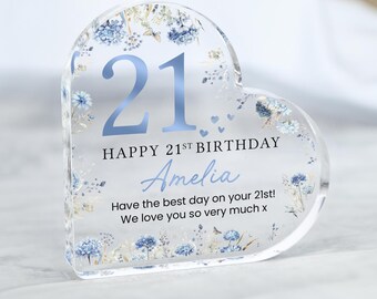 Personalised Happy 21st Birthday Gift Plaque, Birthday Gift For Her, 21st Birthday Gifts, Floral 21st Gift, Gifts for 21st Birthday
