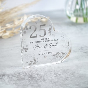 Personalised 25th Wedding Anniversary Gift, Silver Anniversary Plaque, Anniversary Gifts, 25th Anniversary Gift for Husband Wife Parents image 3