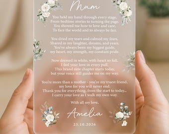 Personalised Mother of the Bride Thank You Gift, Wedding Day Gift for Mum, Gifts from Bride, Wedding Postcard, Mum of Bride Keepsake Gift