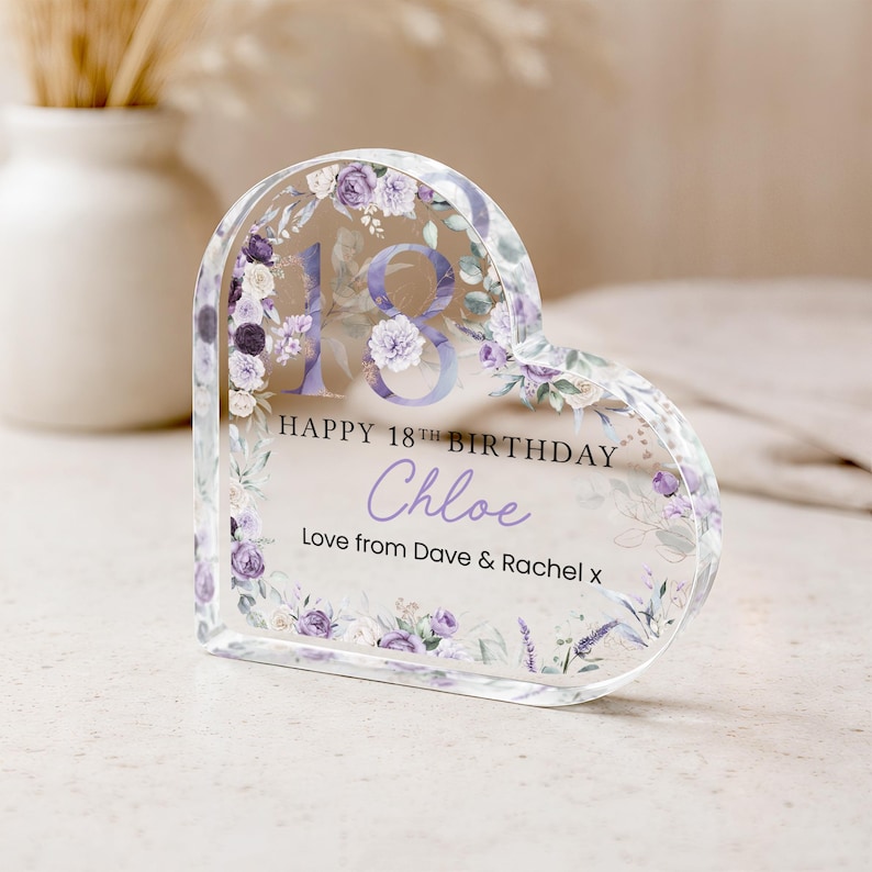 Personalised Happy 18th Birthday Gift Plaque, Birthday Gift For Her, 18th Birthday Gifts, Floral 18th Gift, Gifts for 18th Birthday image 5