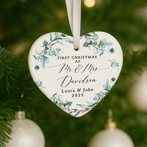 First Christmas Married Ornament, Mr & Mrs First Christmas Ornament, Married Christmas Keepsake, 1st Christmas Gifts, 1st Christmas Bauble image 6