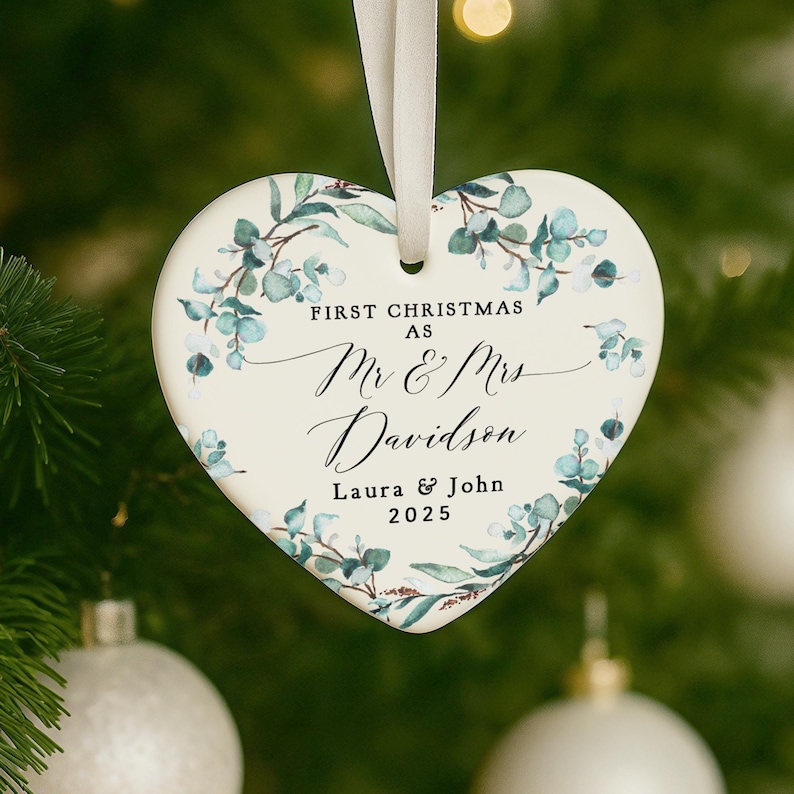 First Christmas Married Ornament, Mr & Mrs First Christmas Ornament, Married Christmas Keepsake, 1st Christmas Gifts, 1st Christmas Bauble image 6