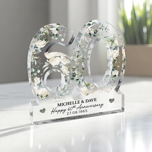 Plaque cadeau personnalisée 60e anniversaire, cadeau d'anniversaire diamant, cadeau d'anniversaire, cadeau 60e anniversaire pour parents mari femme