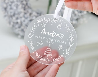 Personalised Babys 1st Christmas Decoration, Baby's First Christmas Rabbit Decoration, New Baby Christmas Gift, First Christmas Bauble
