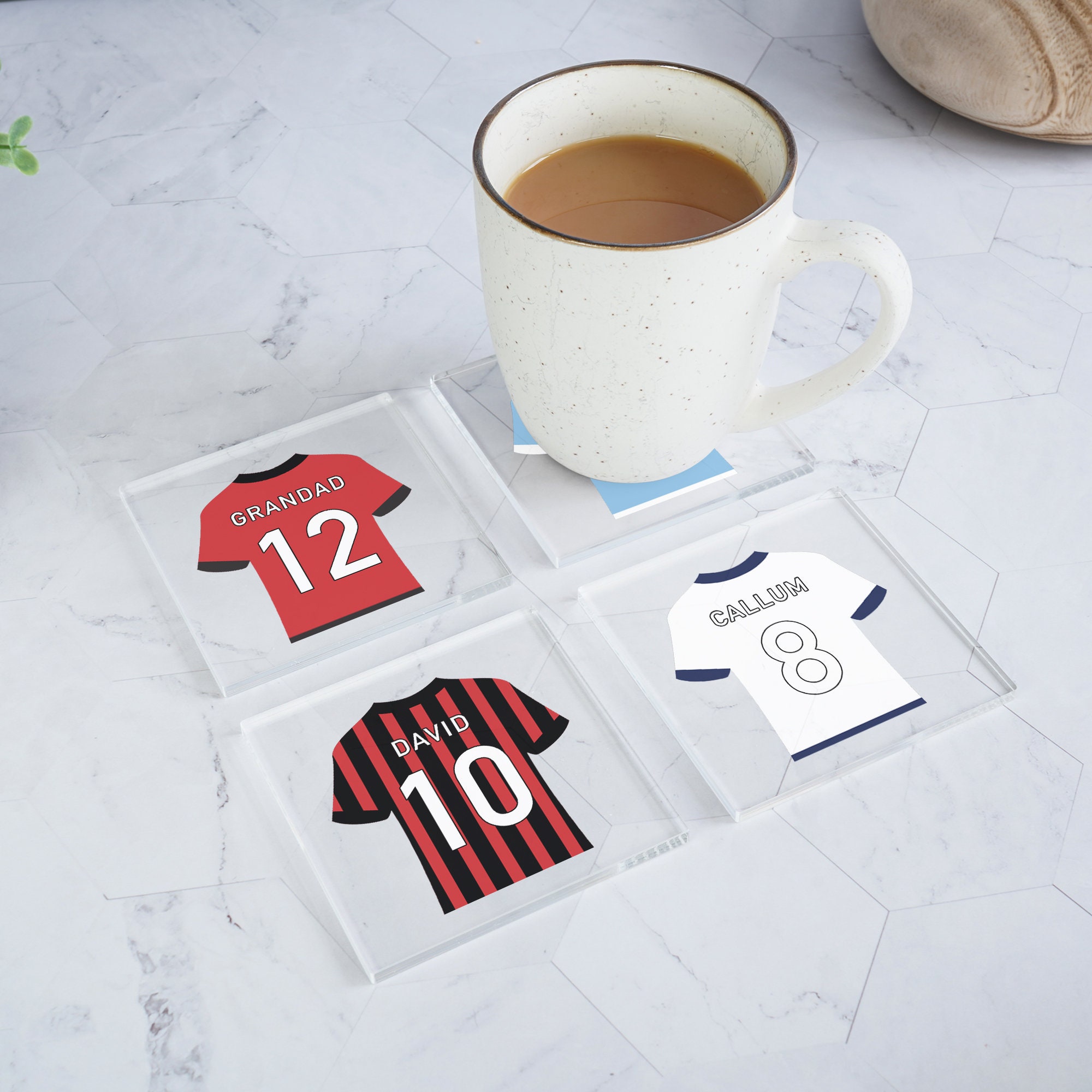 Personalized Football Shirt Coaster, Football Gifts, Daddy Coaster, Kids Coaster, Father's Day Gifts, Daddy Grandad Gifts, Sport Gifts