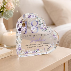 Personalised Happy 18th Birthday Gift Plaque, Birthday Gift For Her, 18th Birthday Gifts, Floral 18th Gift, Gifts for 18th Birthday image 1