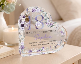 Personalised Happy 18th Birthday Gift Plaque, Birthday Gift For Her, 18th Birthday Gifts, Floral 18th Gift, Gifts for 18th Birthday
