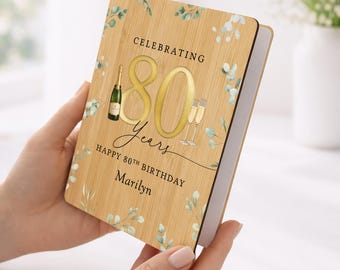Personalised 80th Birthday Wooden Card, Keepsake Gift for Her, Him, Mum, Dad, Nanny, Grandad