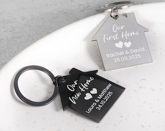 2x First Home Keyrings, New Home Keyrings, Steel House Keyring Set, New Home Gift, New House Gift, Housewarming Gift