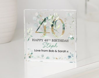 Personalised Happy 40th Birthday Gift Plaque, Purple Floral Birthday Gift For Her, 40th Birthday Gifts, 40th Gift, Gifts for Her