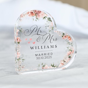 Cadeau de mariage personnalisé pour Mr et Mme, cadeau d&#39;anniversaire pour Mr et Mme, cadeau de fiançailles, plaque coeur, cadeau souvenir pour rendez-vous, cadeaux de fiançailles