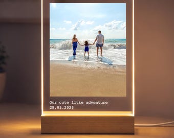 Personalised LED Photo Frame Night Light – Custom Picture Gift for Mum, Dad, Anniversary, Wedding, Birthday Keepsake