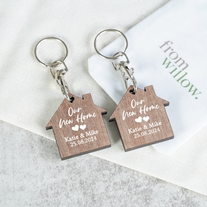 Personalised First Home Keyrings, New Home Keyrings, House Keyrings Set, Wooden Keyrings, New Homeowners, New House Gift, House Keychains image 2