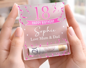 Personalised 18th Birthday Gift, Money Holder, Gift for Her Daughter Neice, Cash Gift