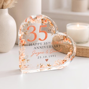 Personalised Coral 35th Anniversary Gift, Coral Anniversary Plaque, Anniversary Gifts, 35th Anniversary Gift for Husband Wife Parents