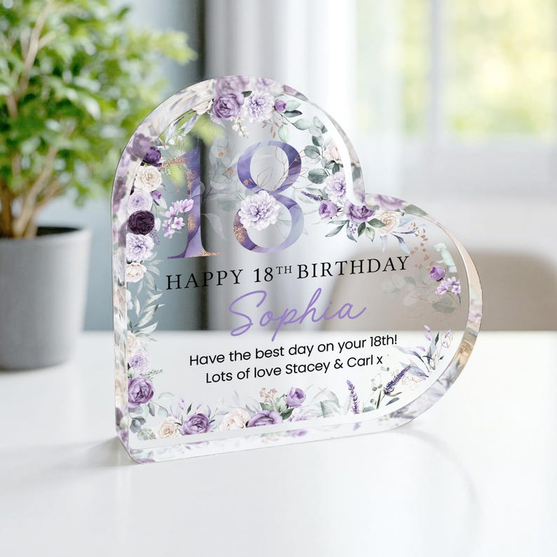 Personalised Happy 18th Birthday Gift Plaque, Birthday Gift For Her, 18th Birthday Gifts, Floral 18th Gift, Gifts for 18th Birthday image 6