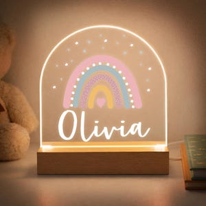 Personalised LED Nursery Lamp, Kids Night Light Gift, Rainbow Light, Baby Girl Light, Birthday Gifts for Kids, Kids Bedroom Nursery Light