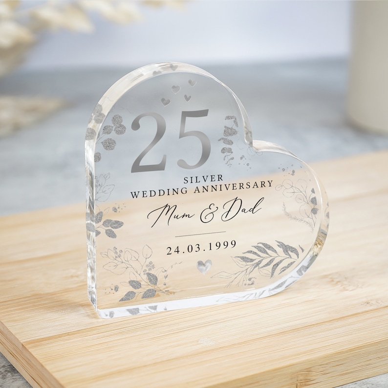 Personalised 25th Wedding Anniversary Gift, Silver Anniversary Plaque, Anniversary Gifts, 25th Anniversary Gift for Husband Wife Parents image 2