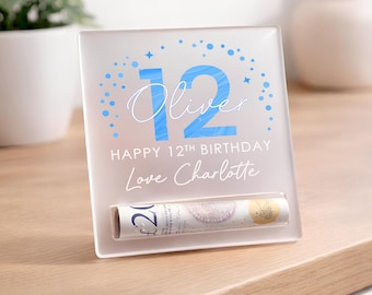 Personalised 12th Birthday Cash Holder Double Digits Birthday Gift for Him