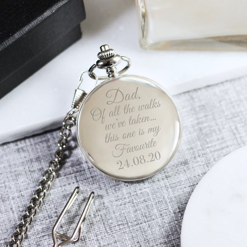 Personalised Engraved Pocket Watch Father of the Bride Gift Etsy