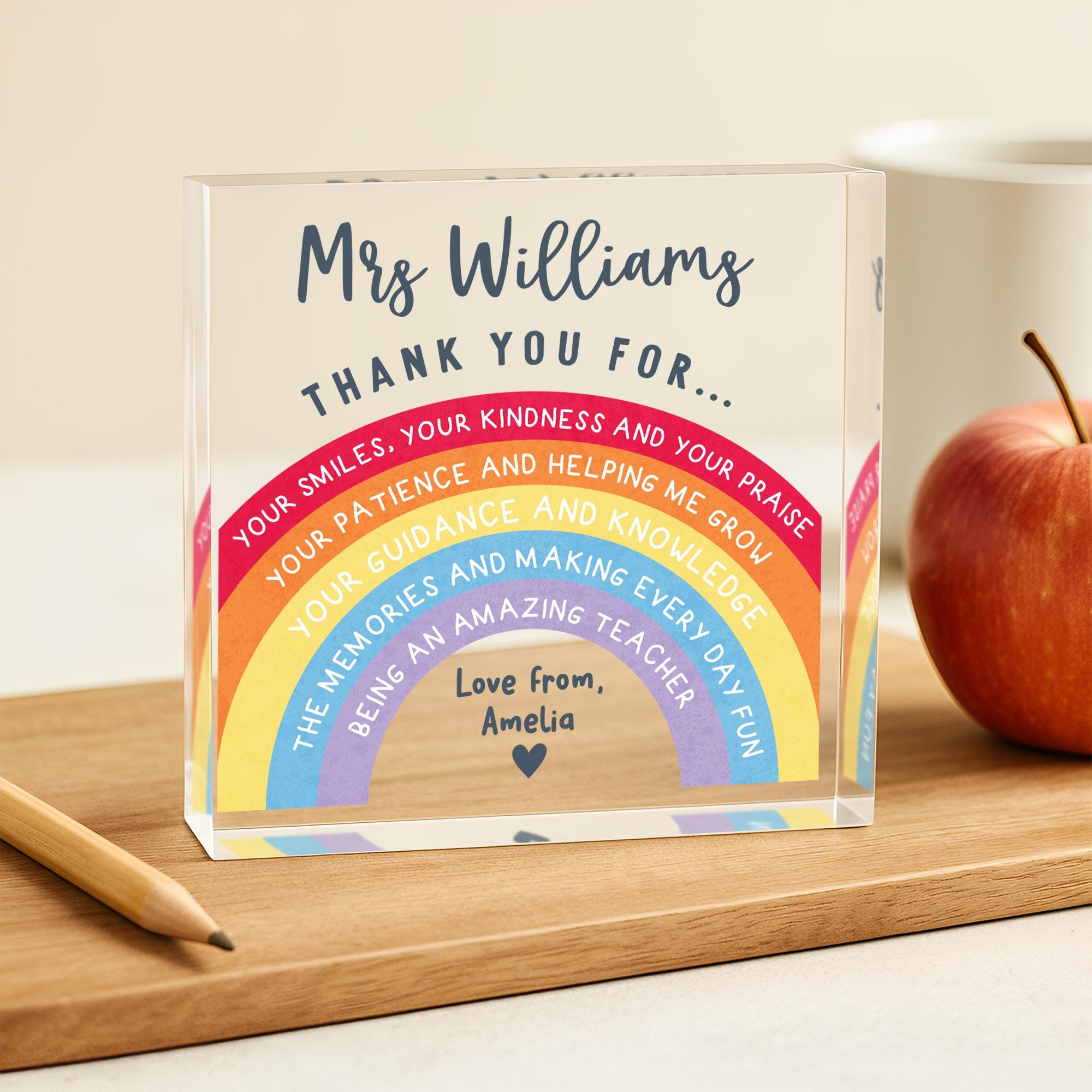 Personalised Thank You Teacher Gift, Teacher Plaque, Desk Gift for ...