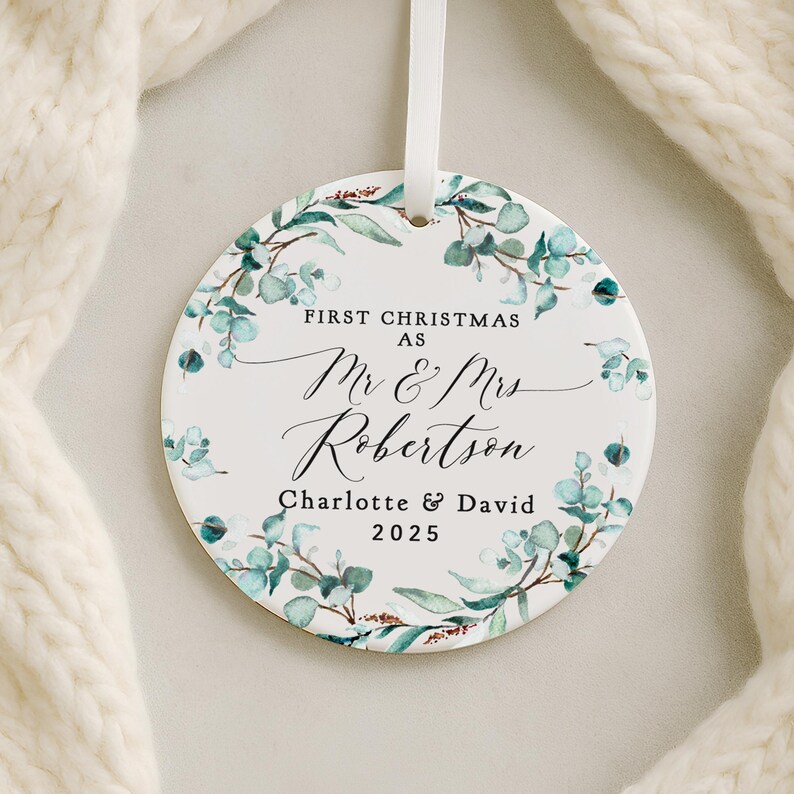 First Christmas Married Ornament, Mr & Mrs First Christmas Ornament, Married Christmas Keepsake, 1st Christmas Gifts, 1st Christmas Bauble image 3
