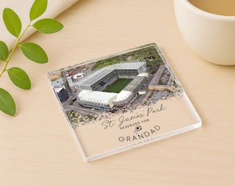 Posavasos personalizado de Newcastle, posavasos del estadio St. James, regalo para papá, regalo de fútbol, regalo de Newcastle, posavasos para abuelo