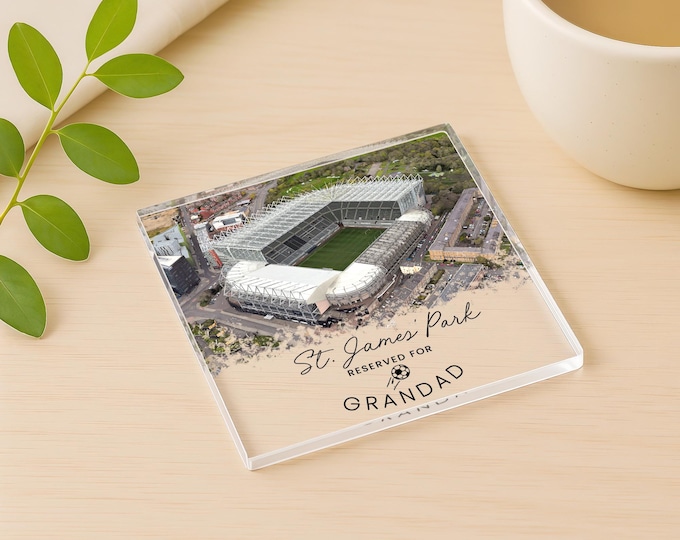 Personalised Newcastle Football Coaster, St James Stadium Coaster, Daddy Gift, Football Gift, Newcastle Gift, Grandad Coaster Gift