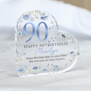Plaque cadeau personnalisée joyeux 90e anniversaire, cadeau d&#39;anniversaire pour grand-mère maman, cadeaux 90e anniversaire, cadeau floral 90e, cadeaux pour elle
