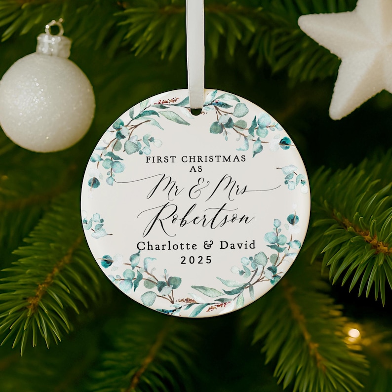 First Christmas Married Ornament, Mr & Mrs First Christmas Ornament, Married Christmas Keepsake, 1st Christmas Gifts, 1st Christmas Bauble image 5
