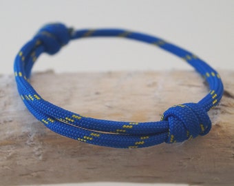 Knot bracelet, surfer bracelet, blue-yellow