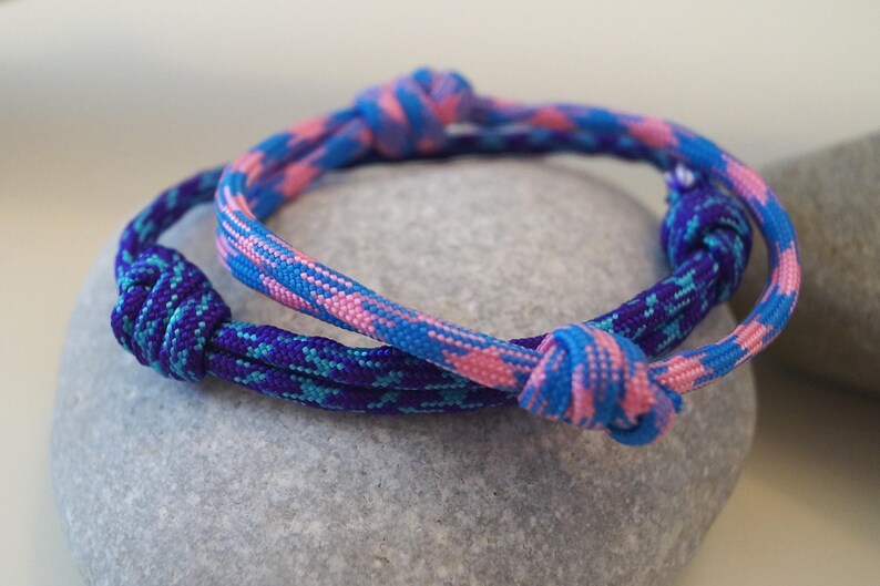 Maritime knot bracelet, surfer bracelet, blue-pink image 2