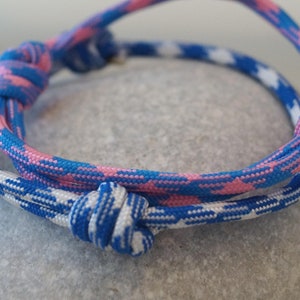 Maritimes Knoten Armband, Surferarmband, blau-rosa Bild 3