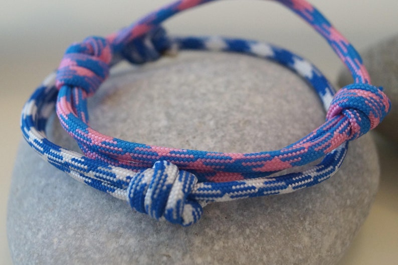 Maritime knot bracelet, surfer bracelet, blue-pink image 3