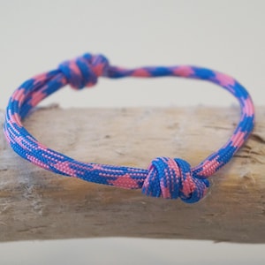 Maritimes Knoten Armband, Surferarmband, blau-rosa Bild 1