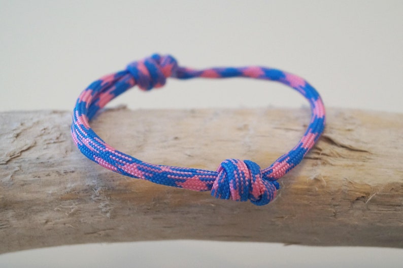 Maritime knot bracelet, surfer bracelet, blue-pink image 1