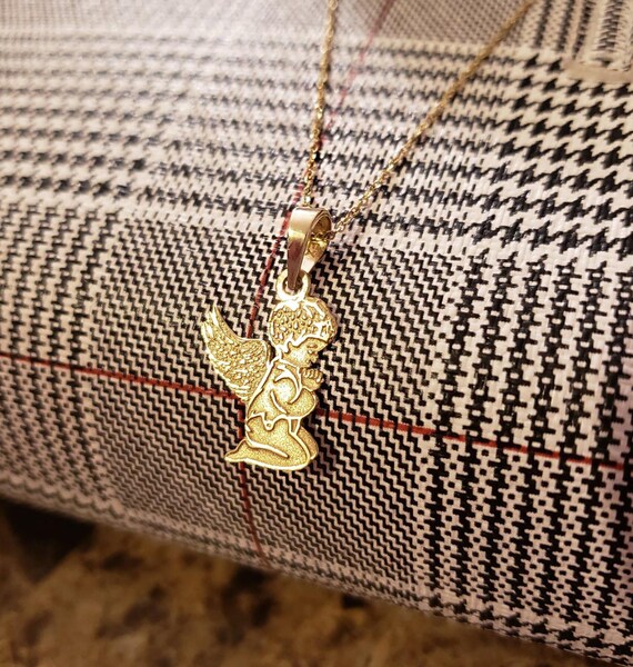 Angel Pendant Religious Jewelry Angelic Necklace Baby Catholic Gold Spiritual