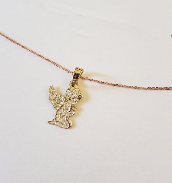 Angel Pendant Religious Jewelry Angelic Necklace Baby Catholic Gold Spiritual