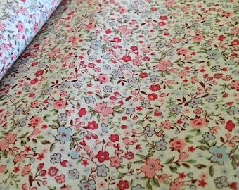 Liberty Style Vintage Ditsy Floral 100% Premium Cotton Fabric By Sevenberry 112cm Wide Pretty Tiny Flowers Pinks Blue High Quality