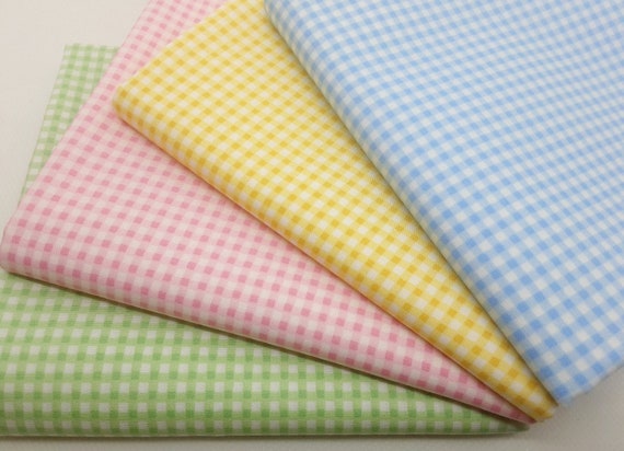 Gingham Fabric, 100% Cotton Poplin Fabric. 3mm Squares. 112cm Wide Fabric. Rose & Hubble. Red, Pastel, Pink, Yellow, Green, Blue. Soft.