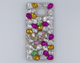 Bling Strass-Herz-Kristall-Diamant-Edelstein-klare weiche Hülle für iPhone 6 7 8 Plus X XR Xs Max 11 12 13 14 15 Pro Max SE Samsung S20 Note