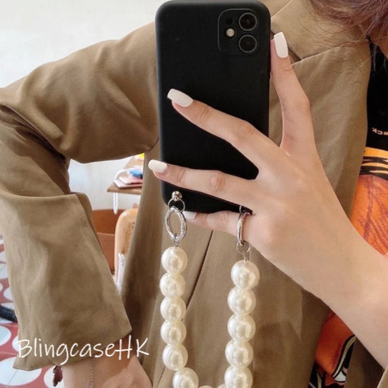 Bracelet en chaîne avec perles bling et étui de protection souple pour iPhone 7 8 Plus X XR Xs Max 11 12 13 14 15 Pro Max Mini SE Samsung S22 23 24 Ultra image 7
