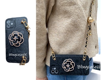 Crossbody Long Chain Strap Bracelet Holder Stand Flower Pattern Soft Case For iPhone SE 7 8 Plus X XR Xs Max 11 12 13 14 15 Pro Max Mini