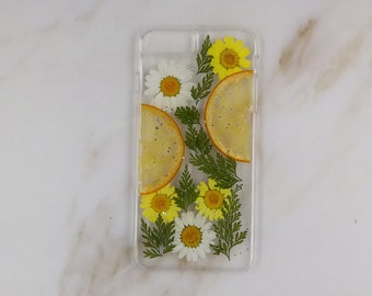 Fruit Orange Pressed Dried Flower Real Plant Resin Case For iPhone 7 8 Plus X XR Xs Max 11 12 13 14 15 Pro Max SE Samsung S22 23 24 Ultra FE