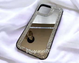 Swarovski Glitter Sparkle Mirror Face Handmade Diamond Rhinestone Soft Case for iPhone 6 7 8 Plus X XR Xs Max 11 12 13 14 15 Pro Max Mini SE