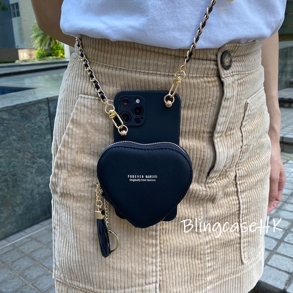 Crossbody Long Chain Strap Bracelet Coin Purse Soft Case For iPhone 7 8 Plus X XR Xs Max 11 12 13 14 15 Pro Max SE Samsung S 22 23 24 Ultra