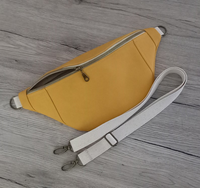 Personalizable bum bag, yellow faux leather image 6